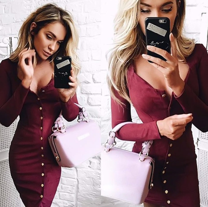 Frühlingskleid für Damen – Elegantes Bodycon Mini-Kleid mit langen Ärmeln